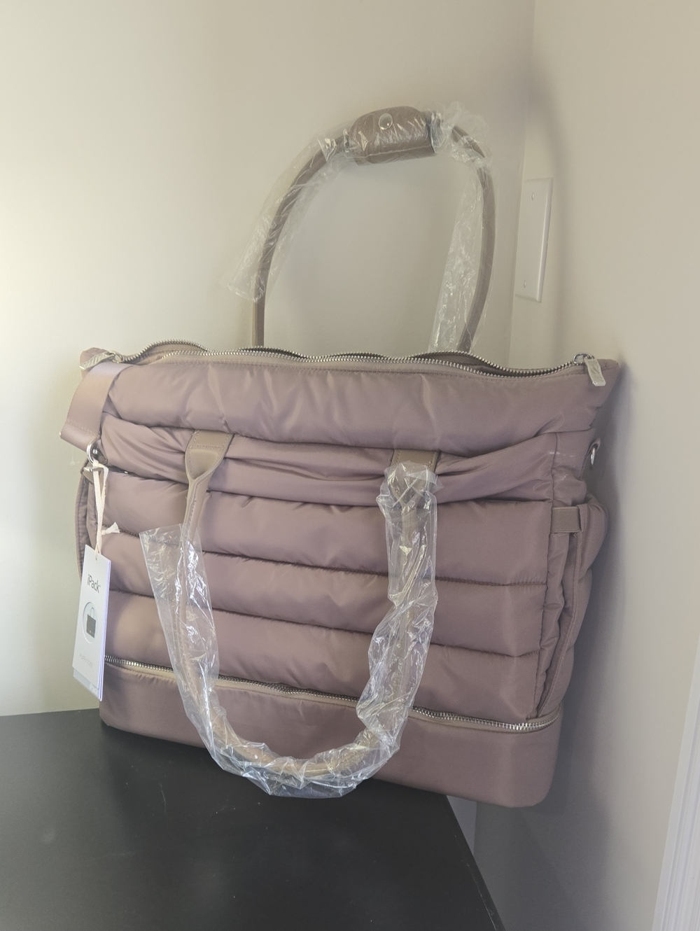 IPack Puffy Tote Bag in Desert Taupe- Women Bags